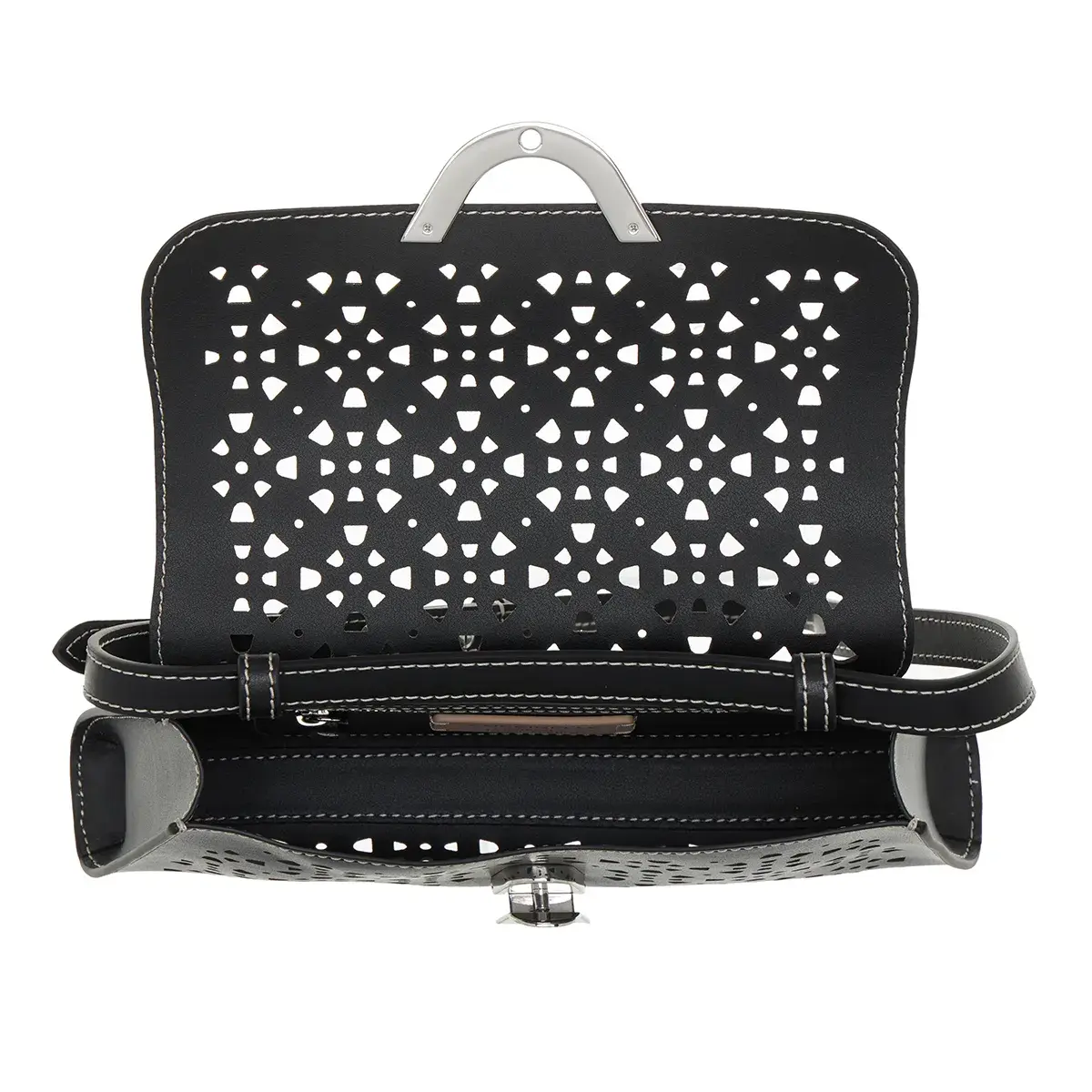 Schultertasche aus gelochtem Leder