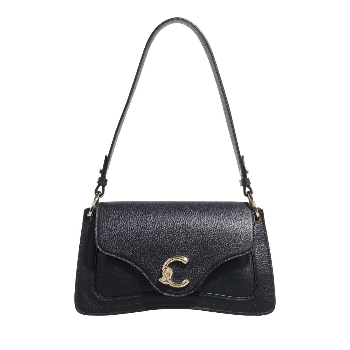 Elegante schwarze Lederschultertasche