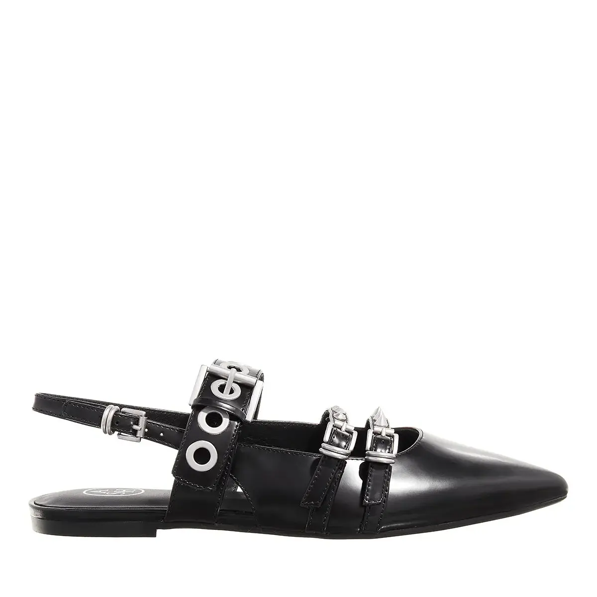 Slingback-Ballerinas mit Schnallen und spitzer Zehenpartie