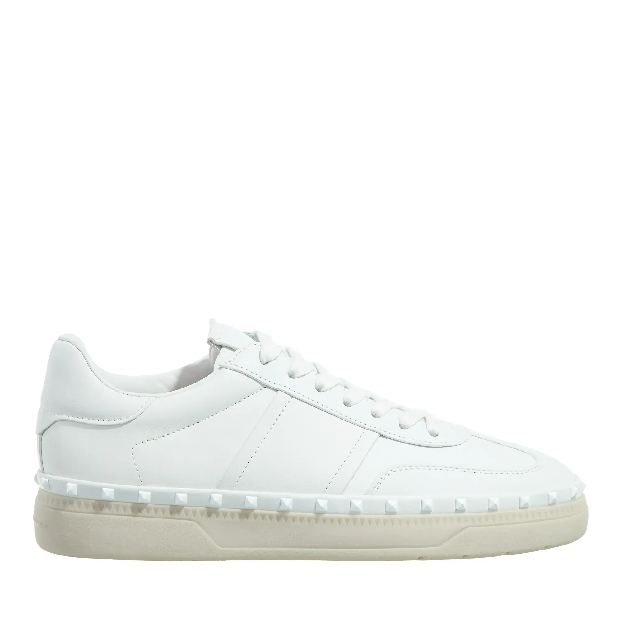Weißer Leder Low-Top Sneaker mit Nieten