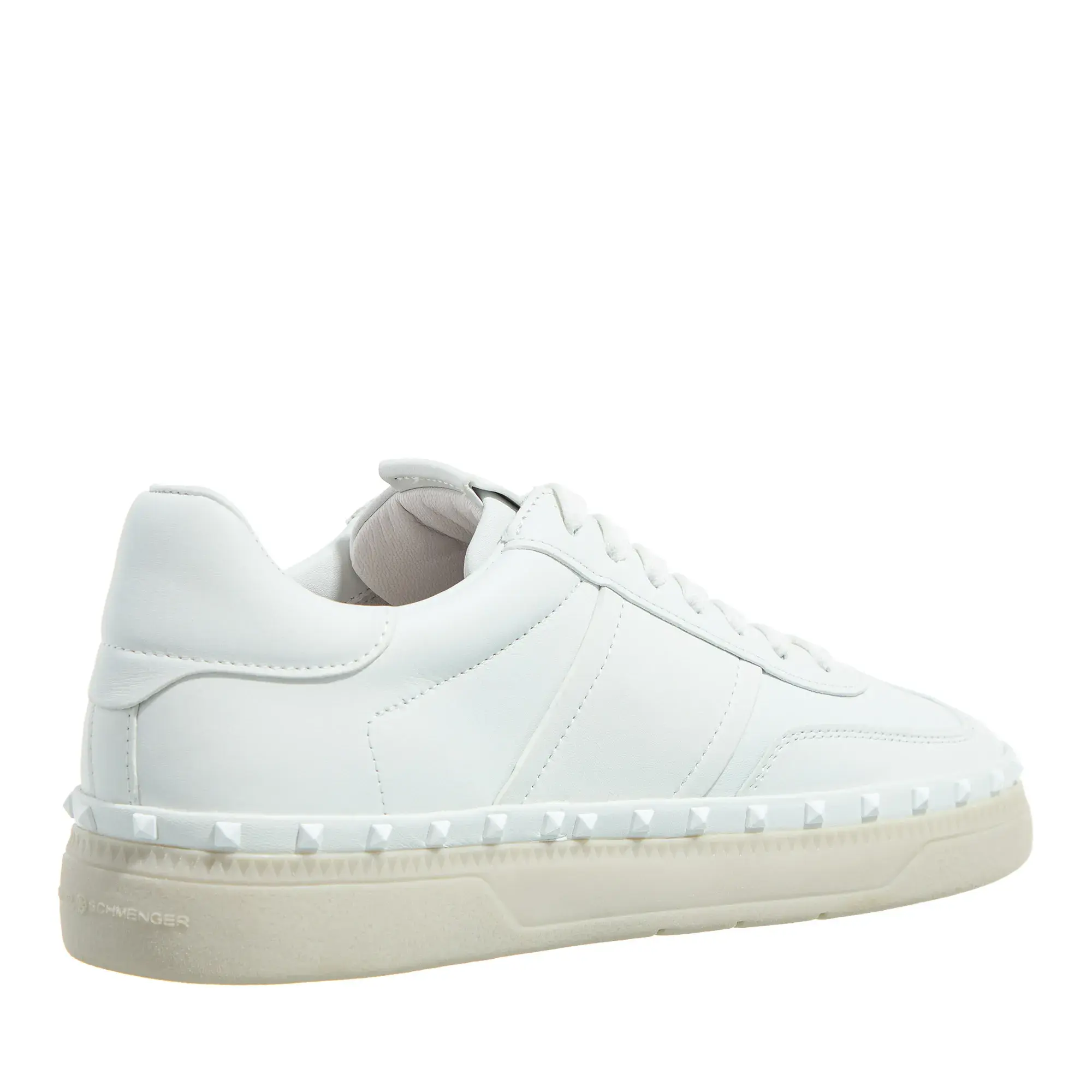 Weißer Leder Low-Top Sneaker mit Nieten