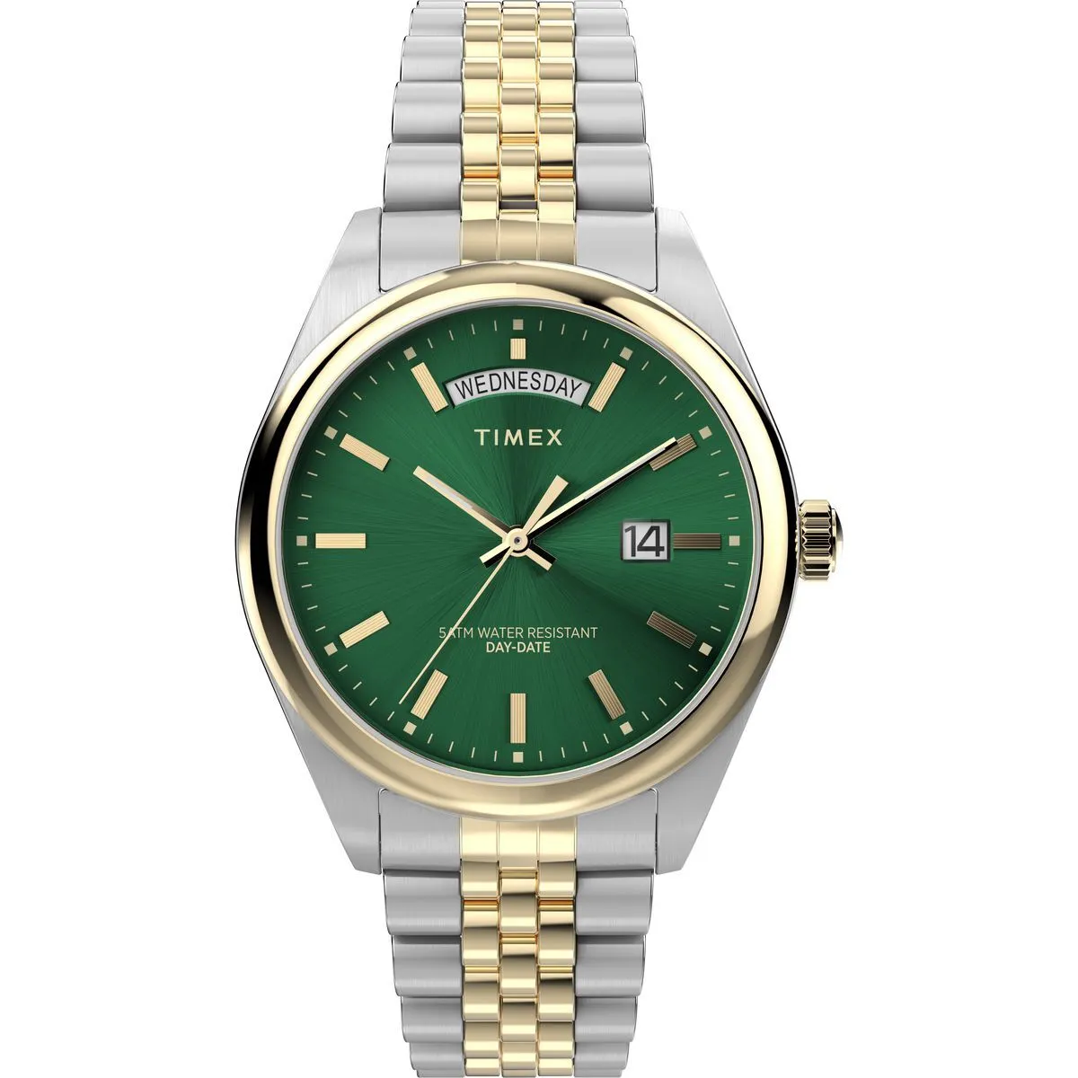 Grün Zifferblatt Zwei-Ton Datumsanzeige Uhr