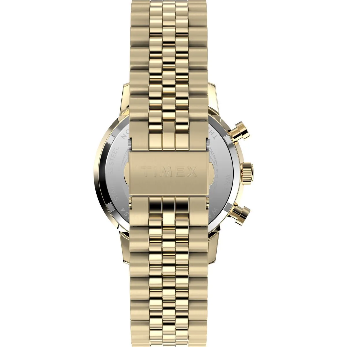 Goldfarbene Chronographenuhr mit schwarzem Zifferblatt