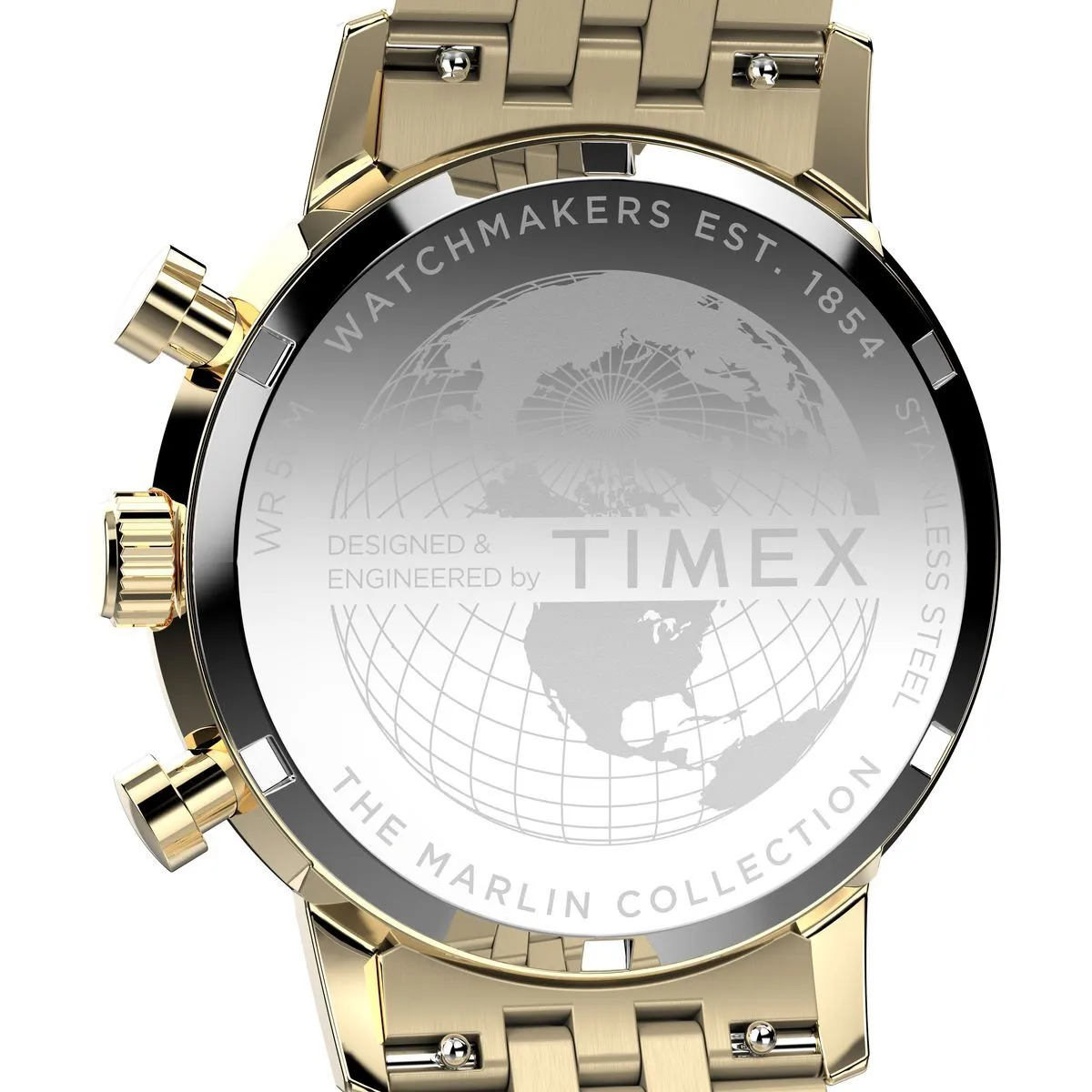 Goldfarbene Chronographenuhr mit schwarzem Zifferblatt