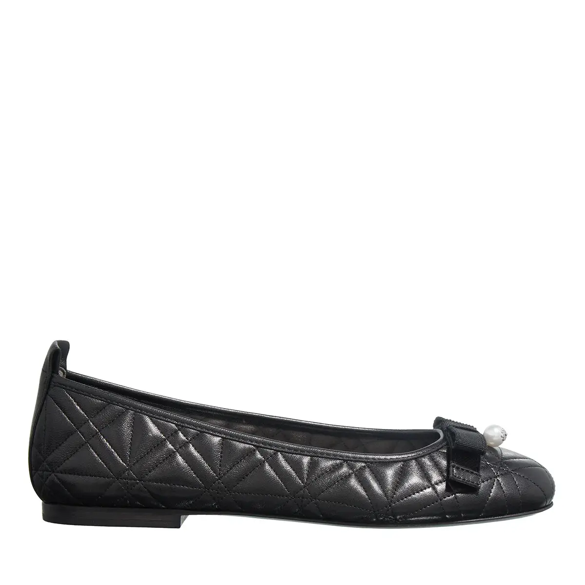 Gesteppte Leder Ballerinas mit Perle
