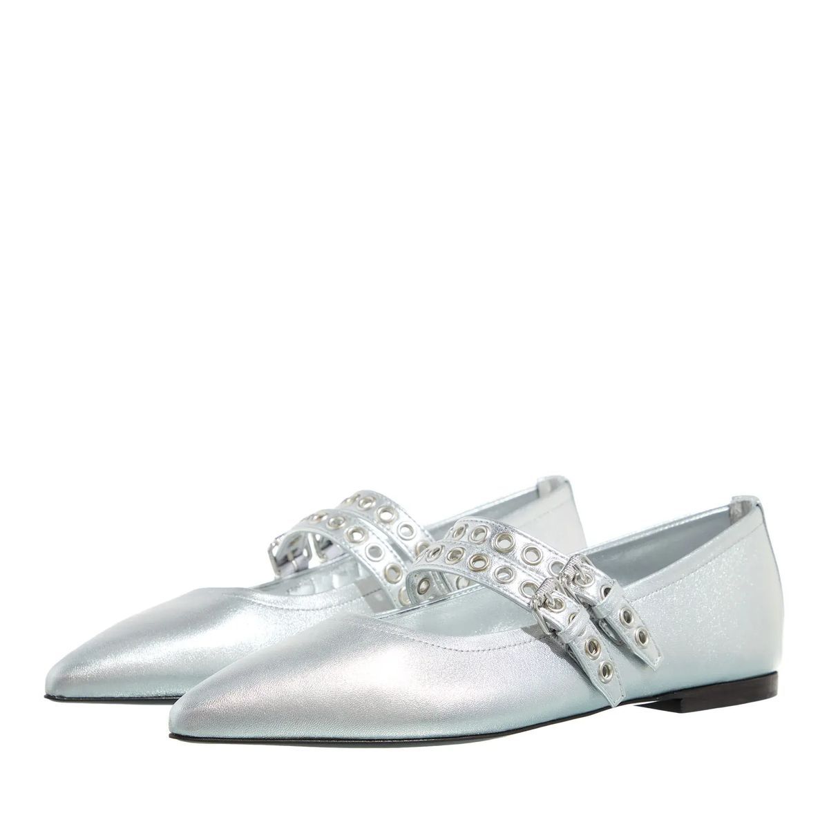 Silberne Metallic Mary Jane Ballerinas