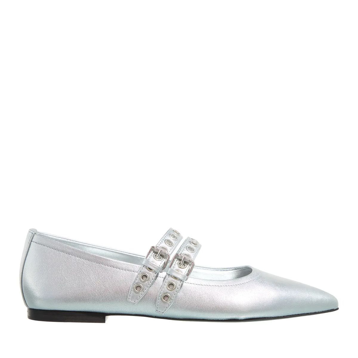 Silberne Metallic Mary Jane Ballerinas