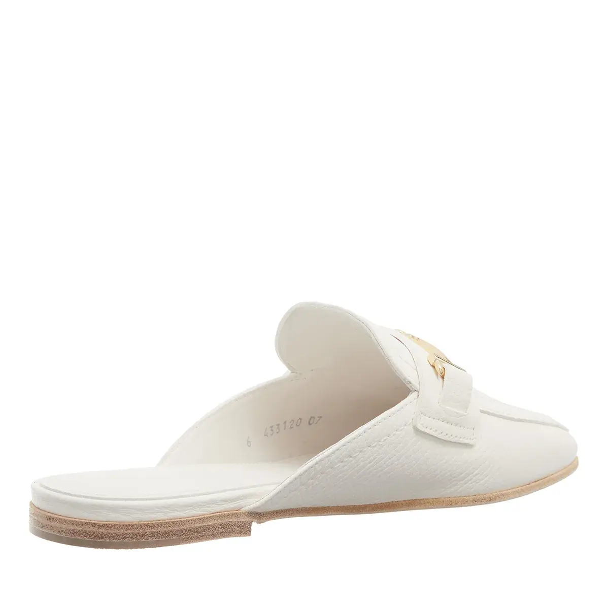 Weiße Leder-Mules Loafer mit Schnalle