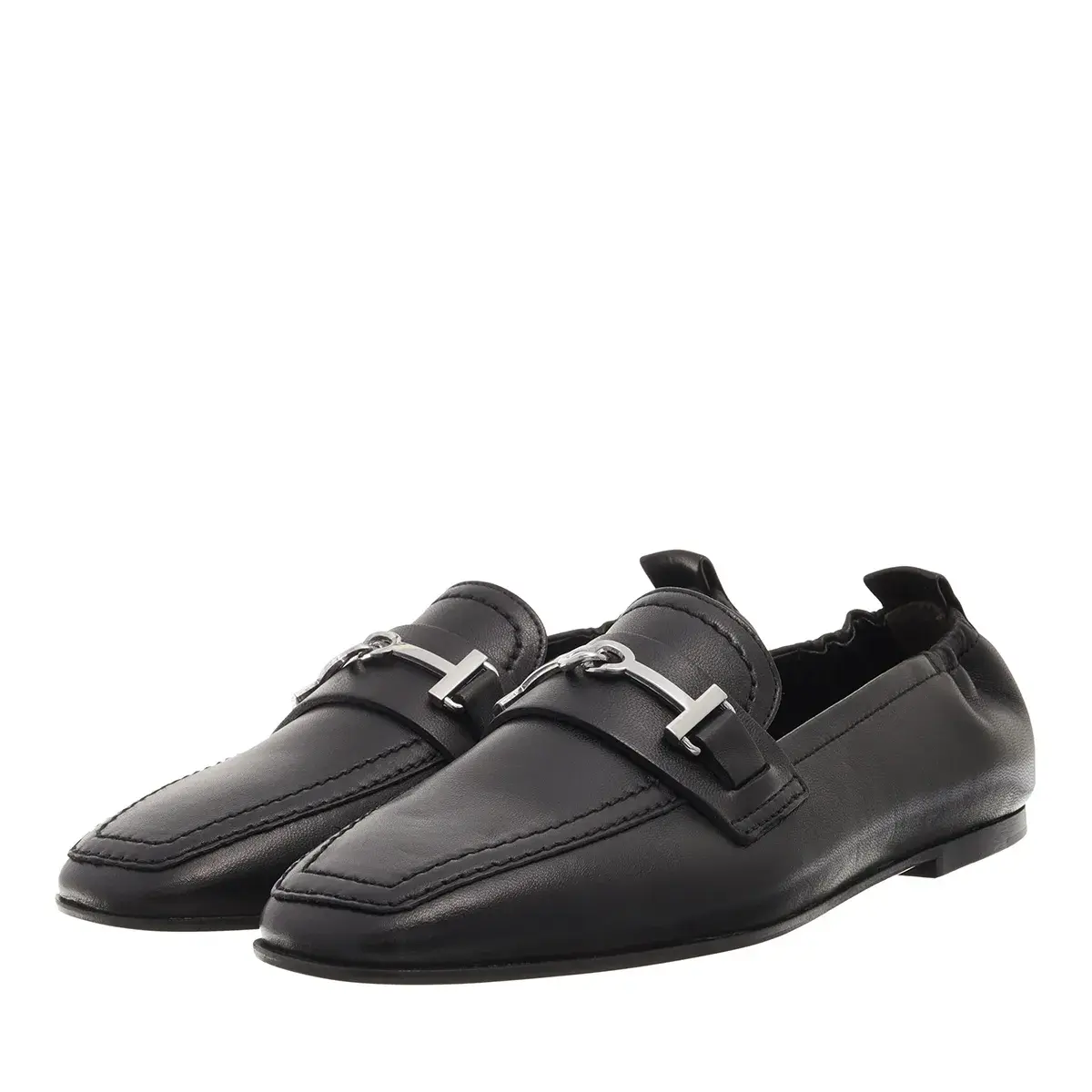 Schwarze Leder Horsebit Slipper