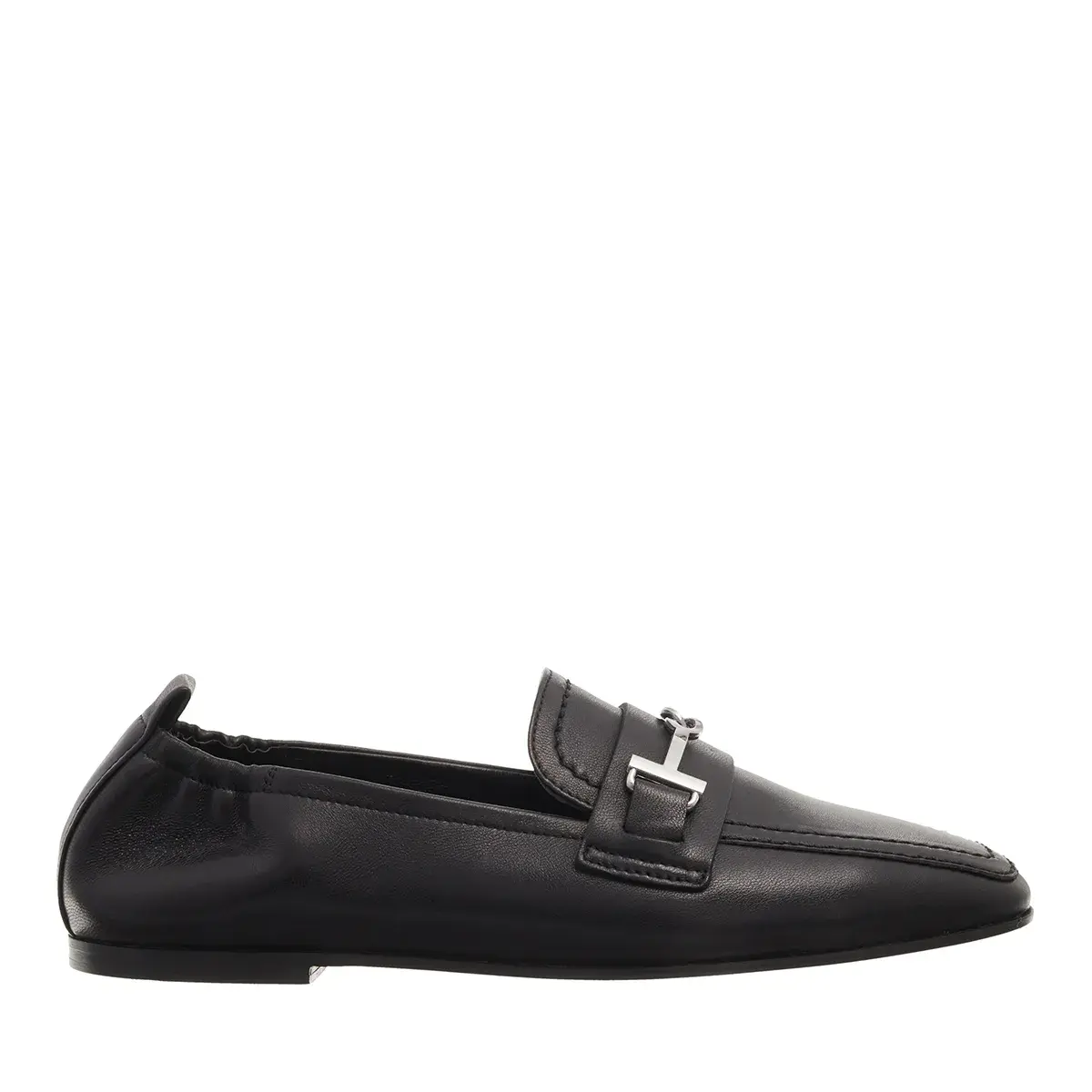 Schwarze Leder Horsebit Slipper