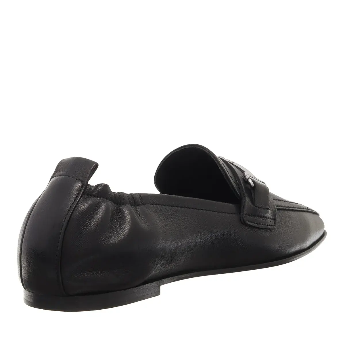 Schwarze Leder Horsebit Slipper