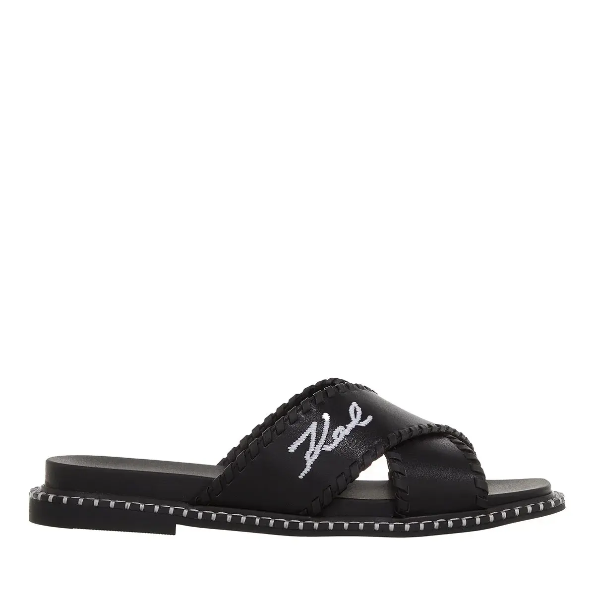 Crossover Leder-Sandalen mit Logo