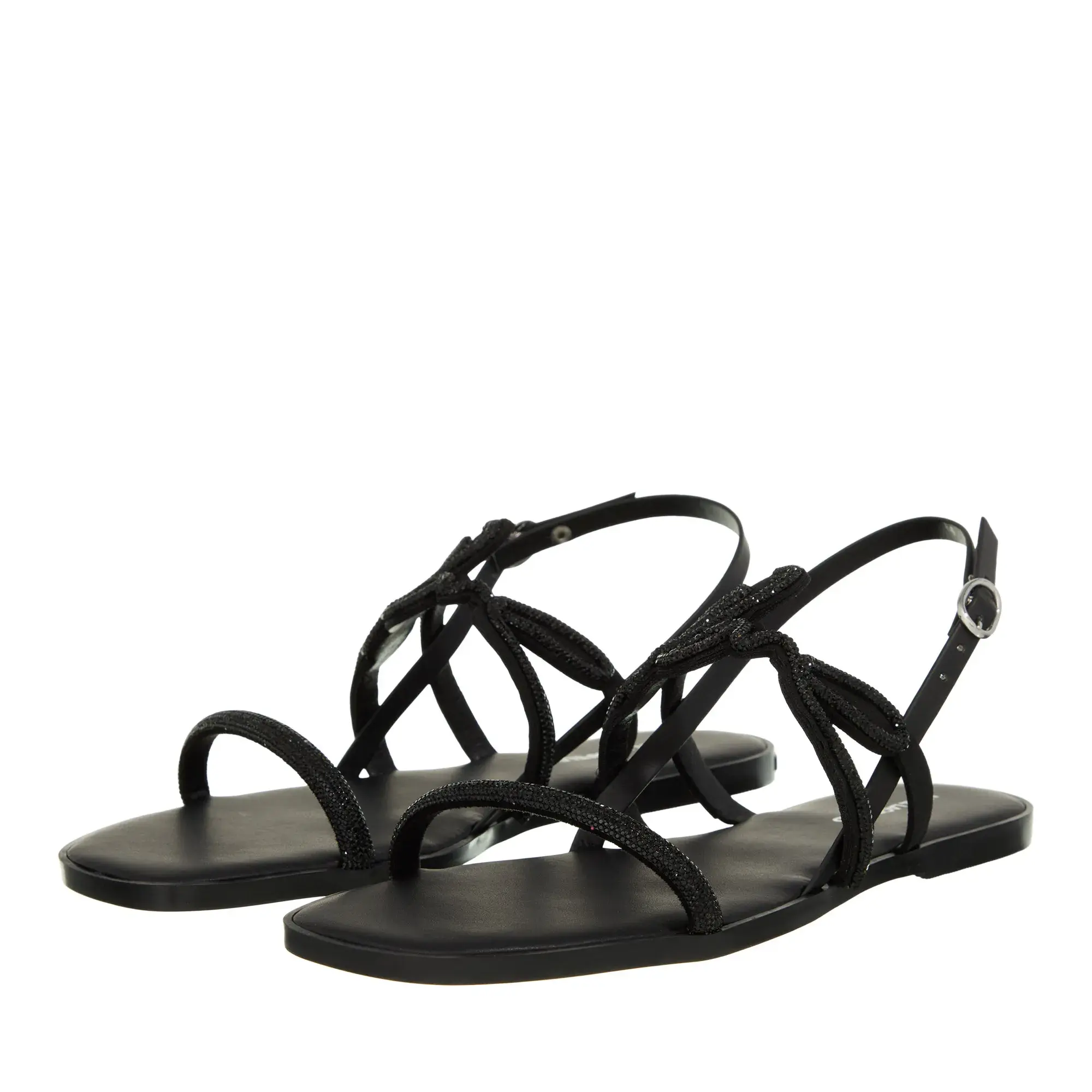 Schwarze Riemchensandalette mit Knotendetail