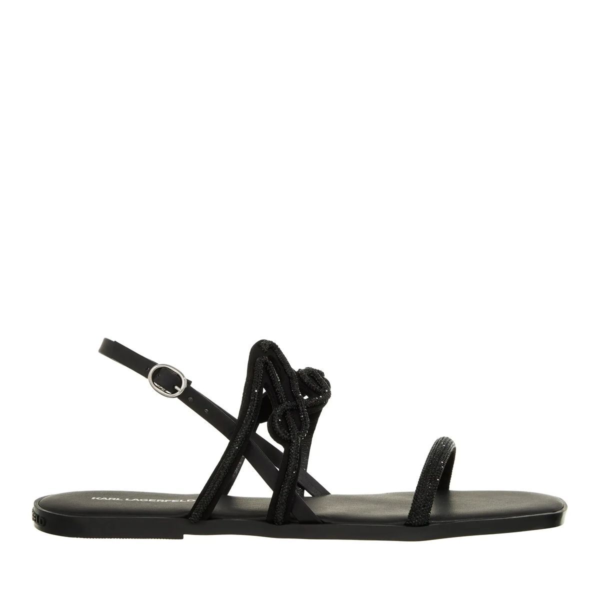 Schwarze Riemchensandalette mit Knotendetail
