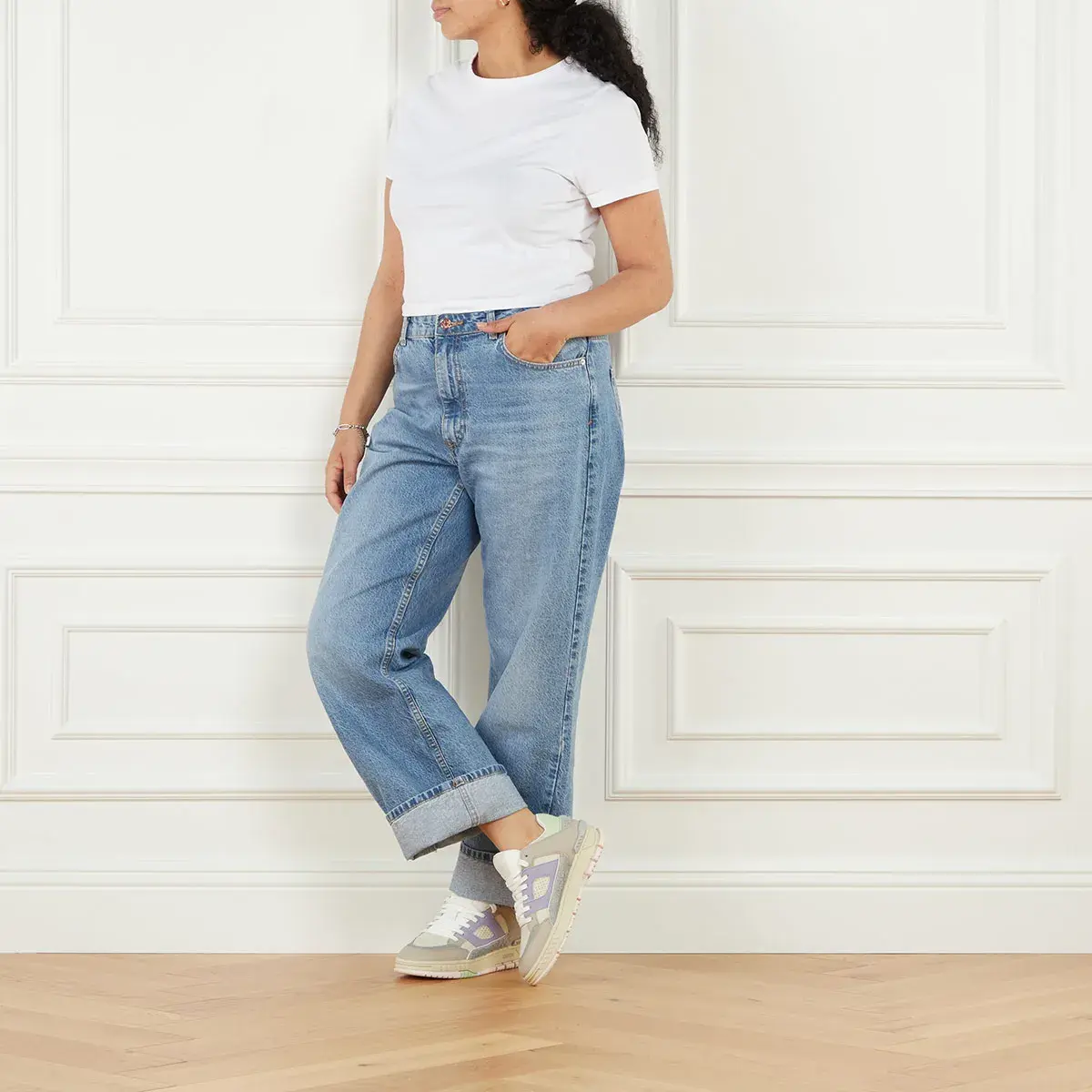 Low-Top Panel Sneaker, Mehrfarbige Akzente