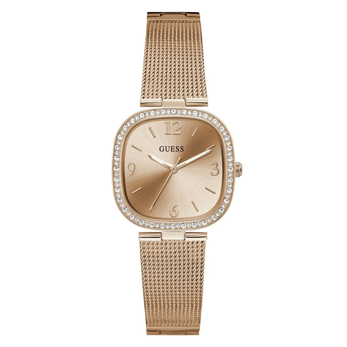 Roségoldfarbene, quadratische Uhr