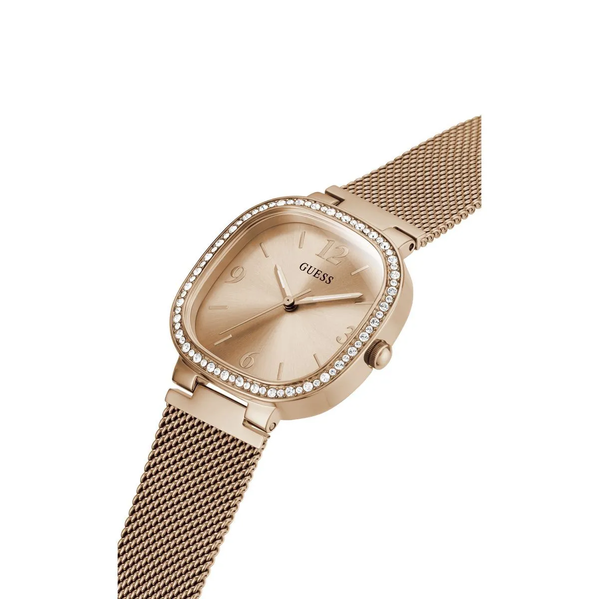 Roségoldfarbene, quadratische Uhr
