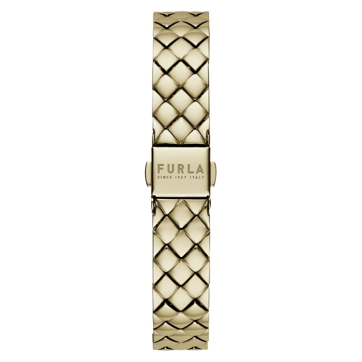 Elegante goldfarbene Armbanduhr mit Webmuster