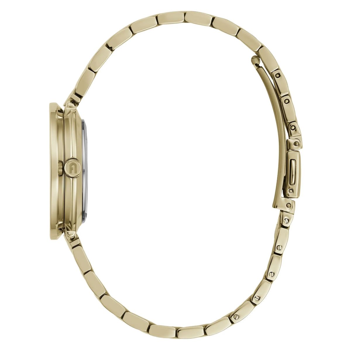 Elegante goldfarbene Armbanduhr mit Webmuster