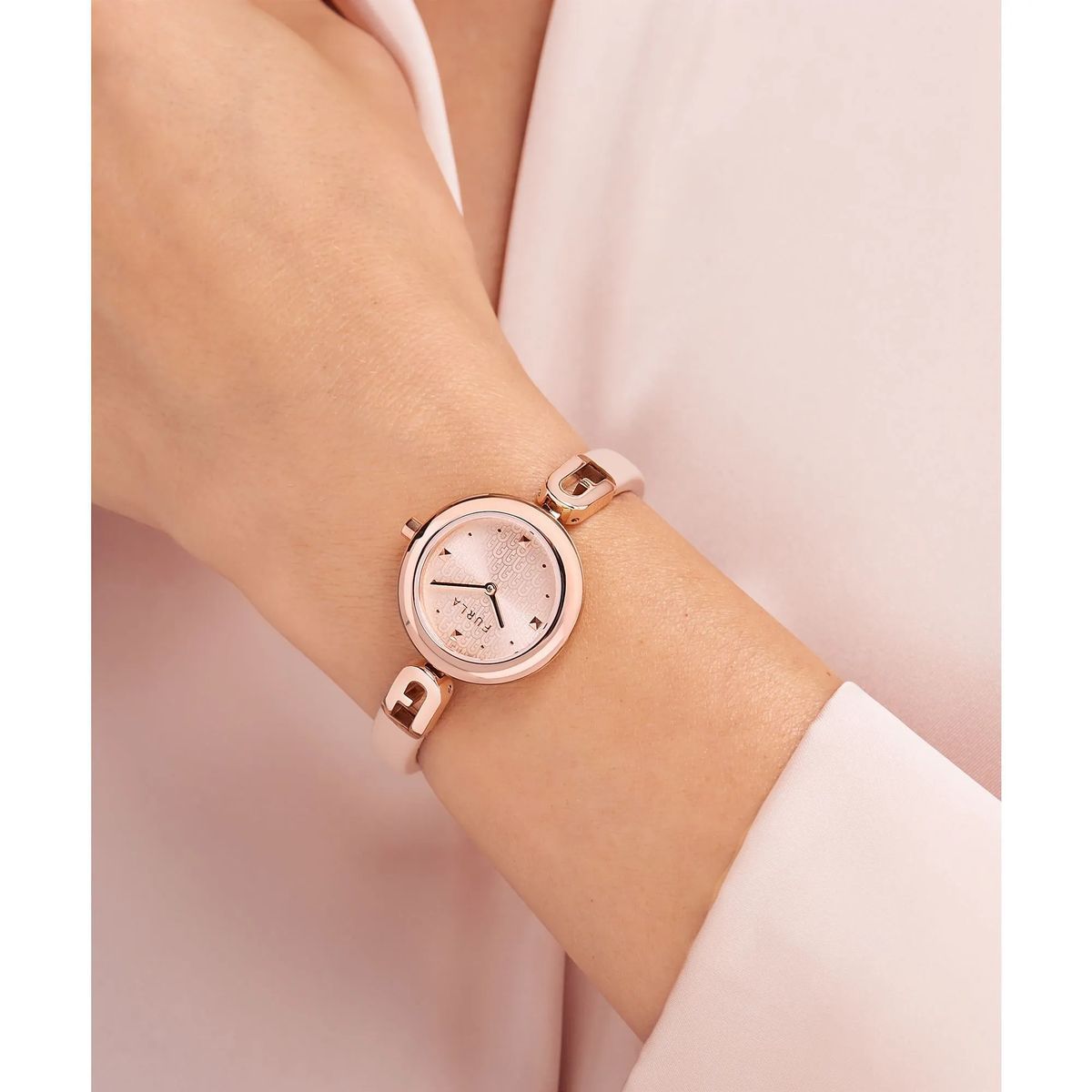 Elegante Roségoldene Lederarmbanduhr