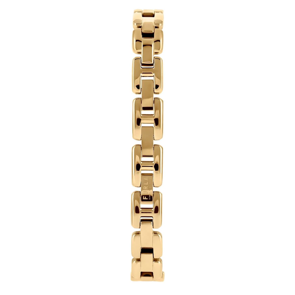 Goldfarbene Analoguhr mit Kettenarmband