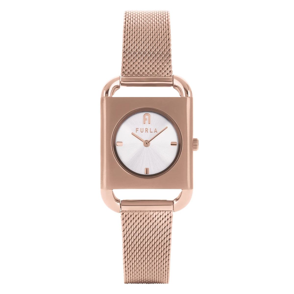 Quadratische roségoldfarbene Mesh-Uhr