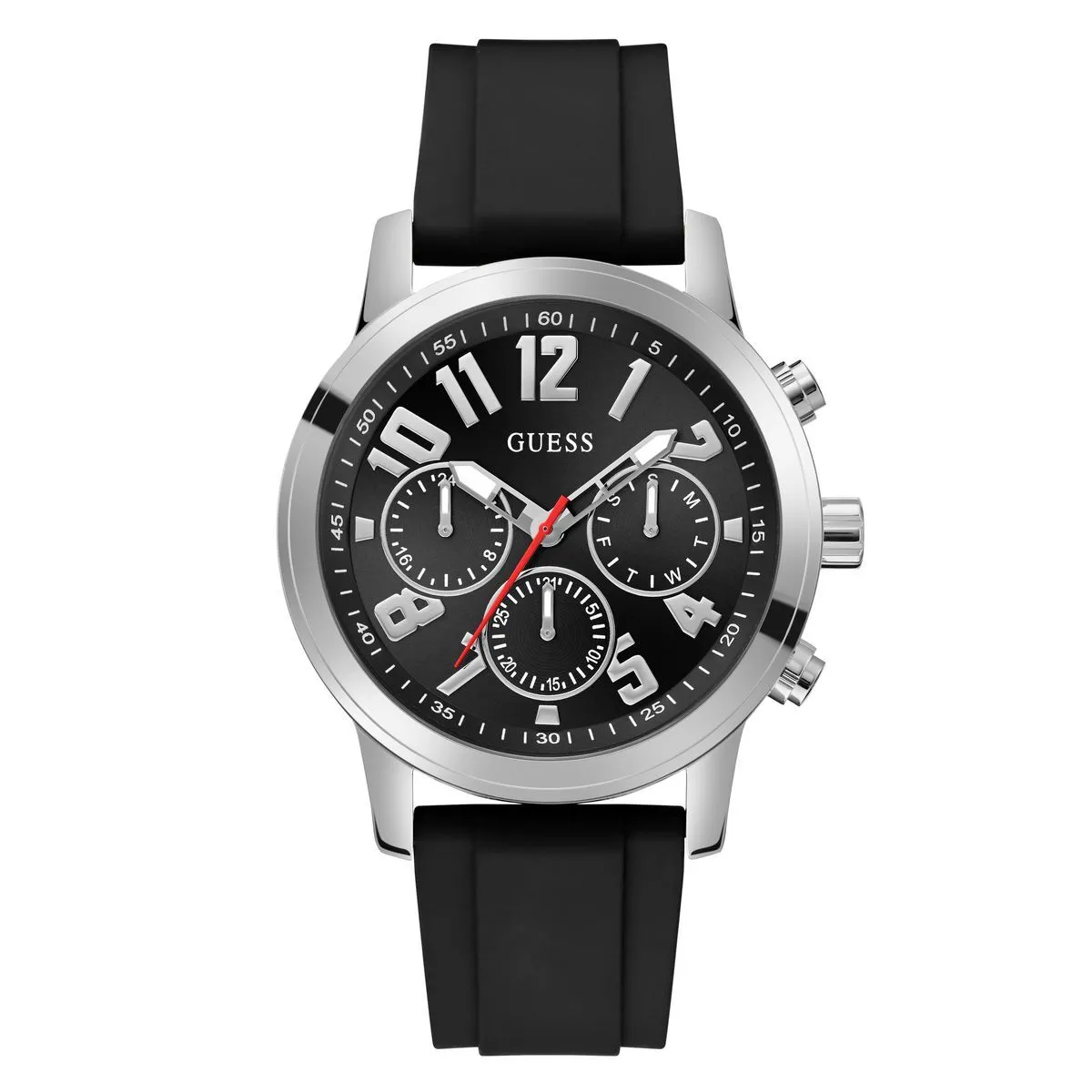 Multifunktionsuhr mit schwarzem Silikonarmband