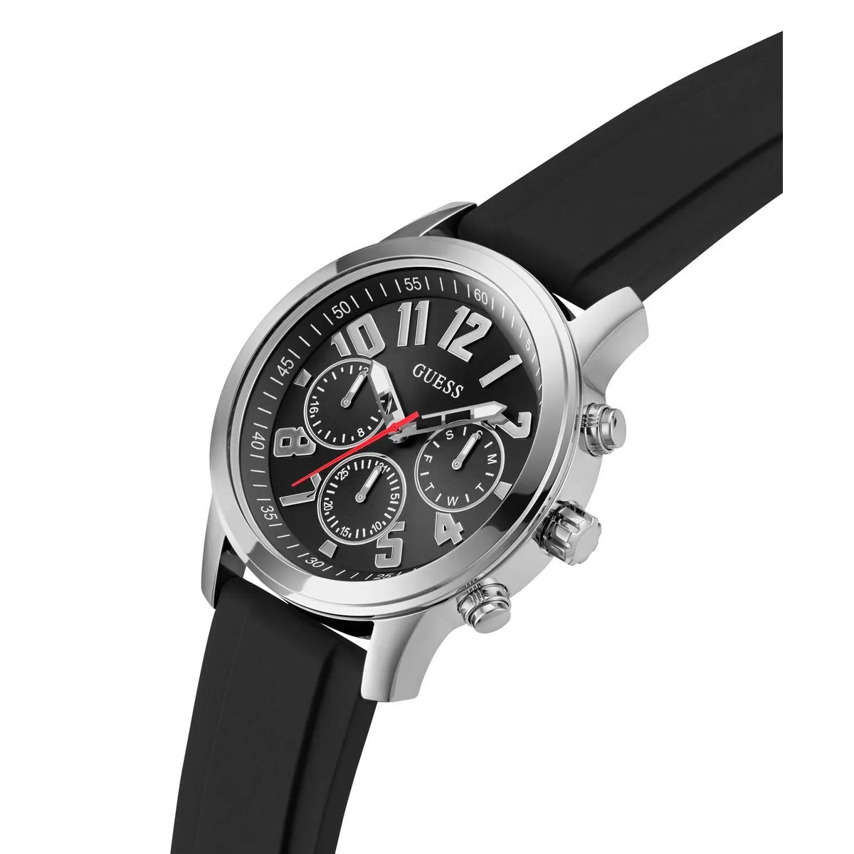 Multifunktionsuhr mit schwarzem Silikonarmband