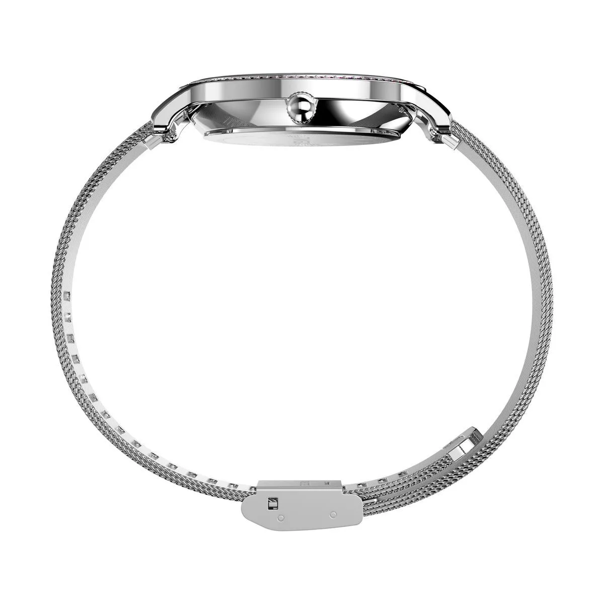 Regenbogenlünette silberne Mesh-Uhr