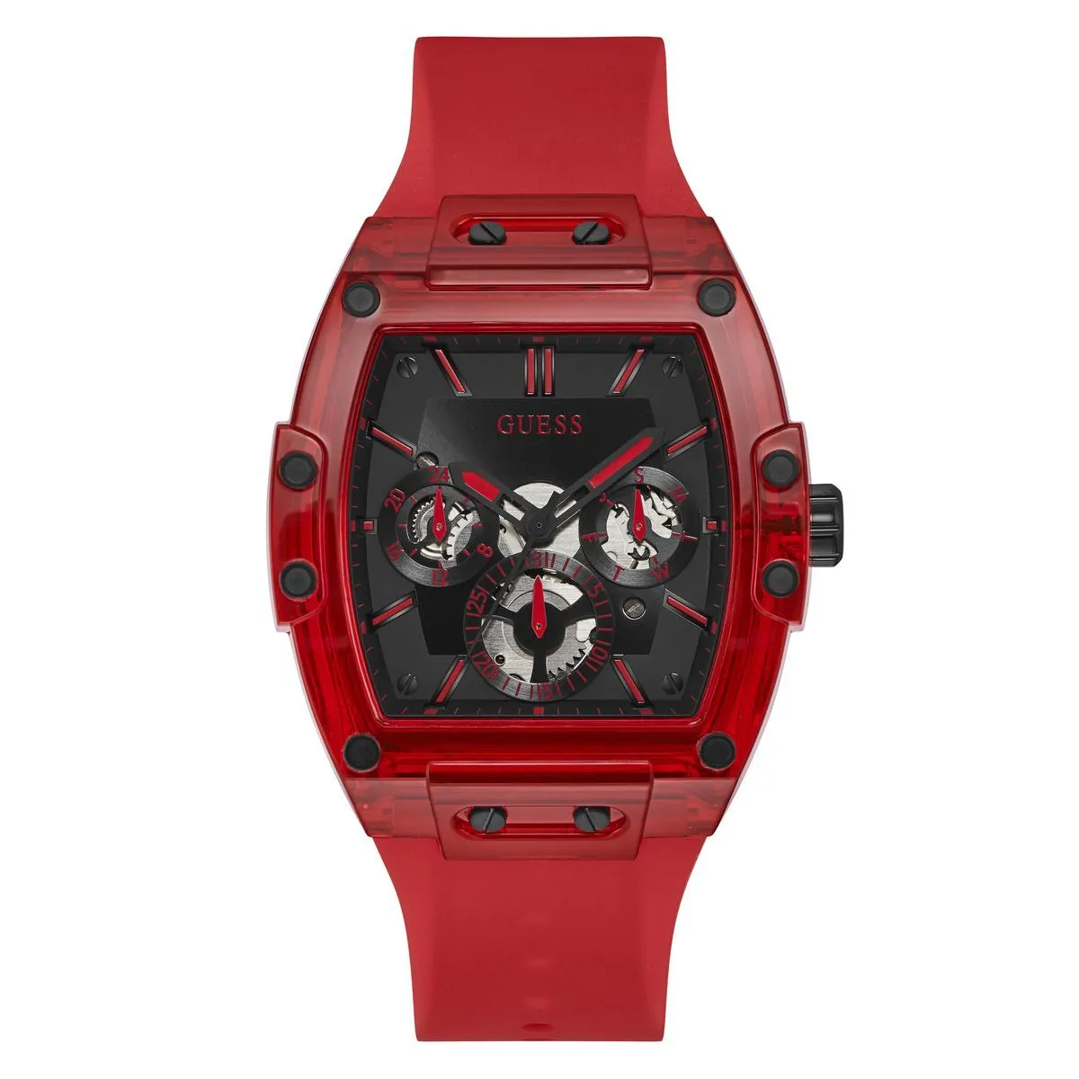 Sportliche rote Silikon Analog Uhr