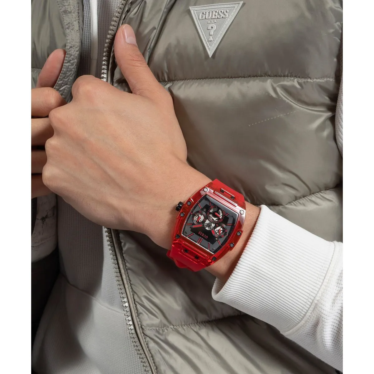 Sportliche rote Silikon Analog Uhr