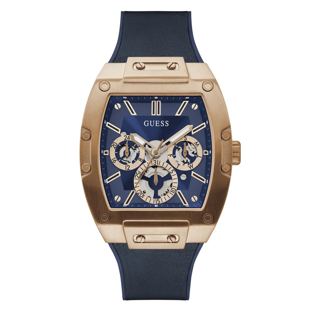 Roségold Chronograph blaue Zifferblatt Uhr