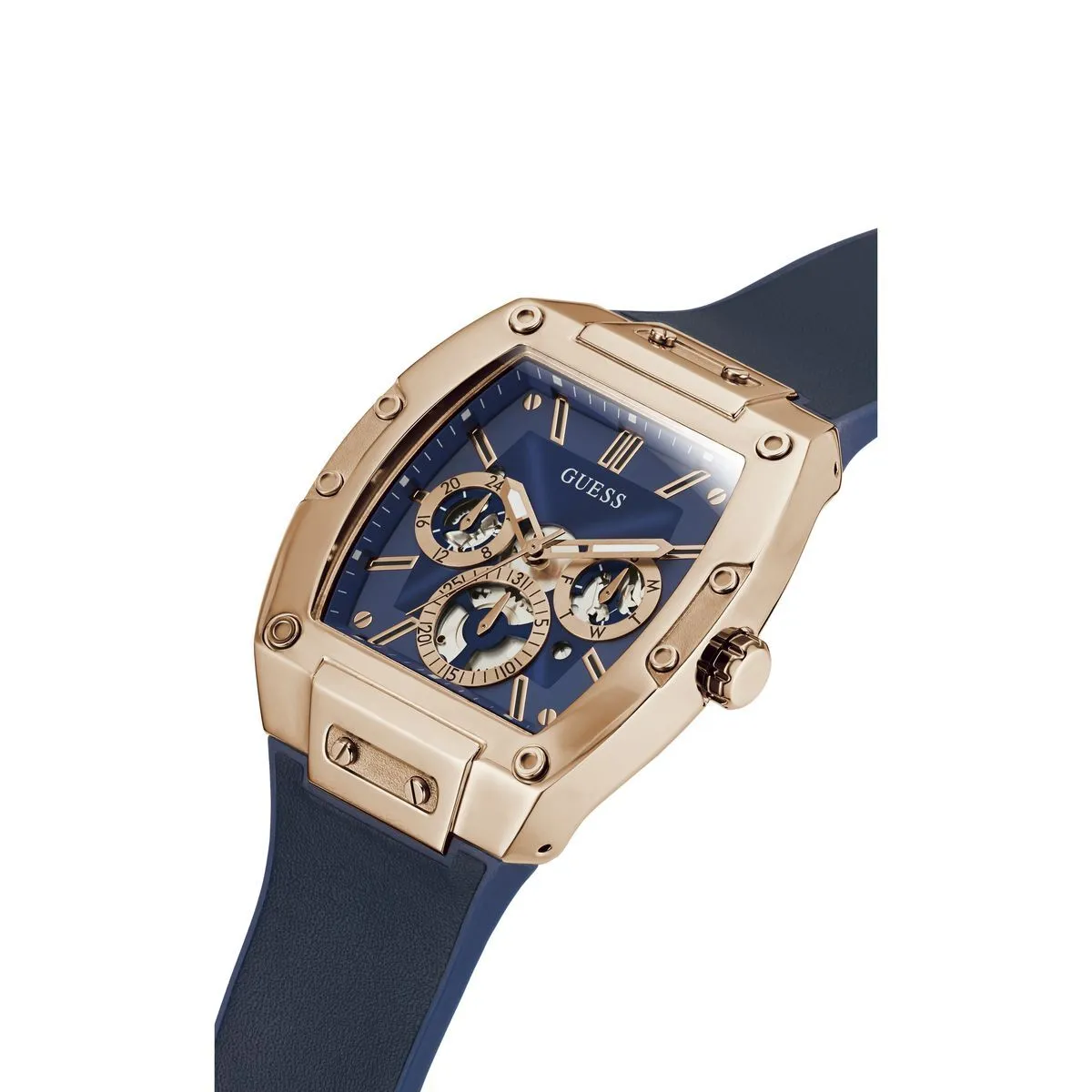 Roségold Chronograph blaue Zifferblatt Uhr