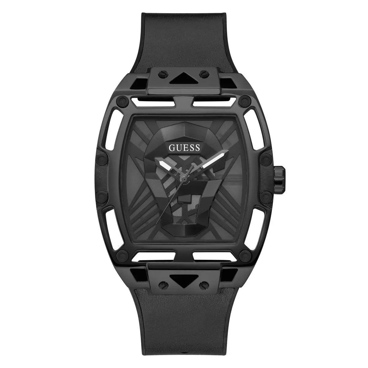 Moderne schwarze Skelett-Zifferblatt-Uhr