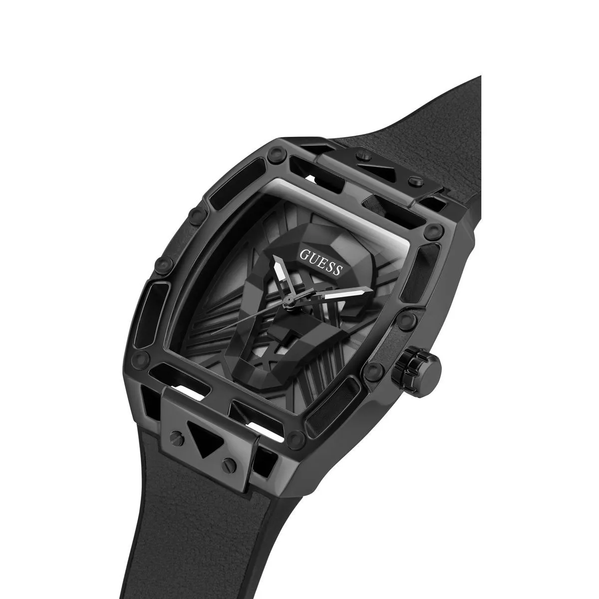 Moderne schwarze Skelett-Zifferblatt-Uhr