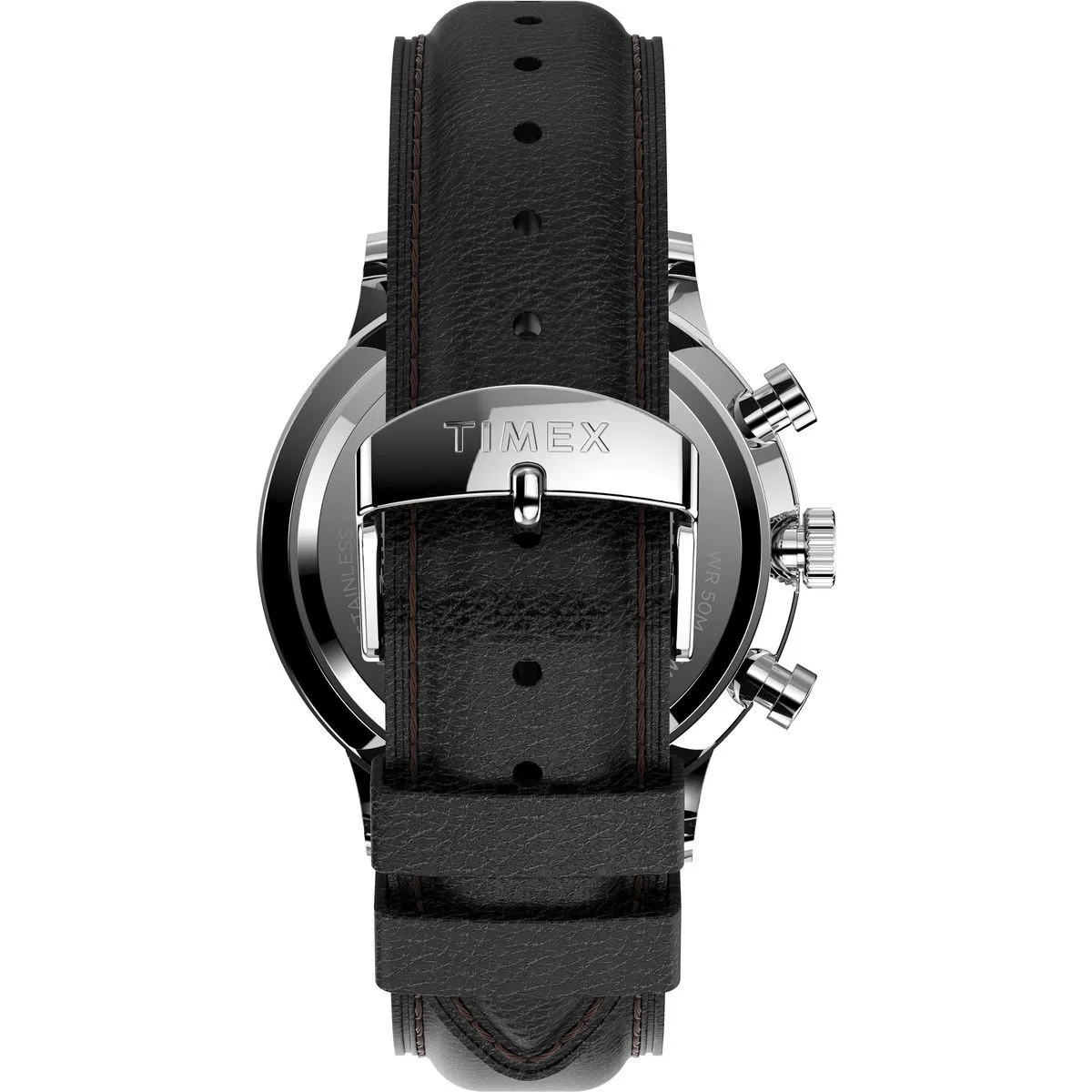 Klassische silberne Chronograph Lederuhr