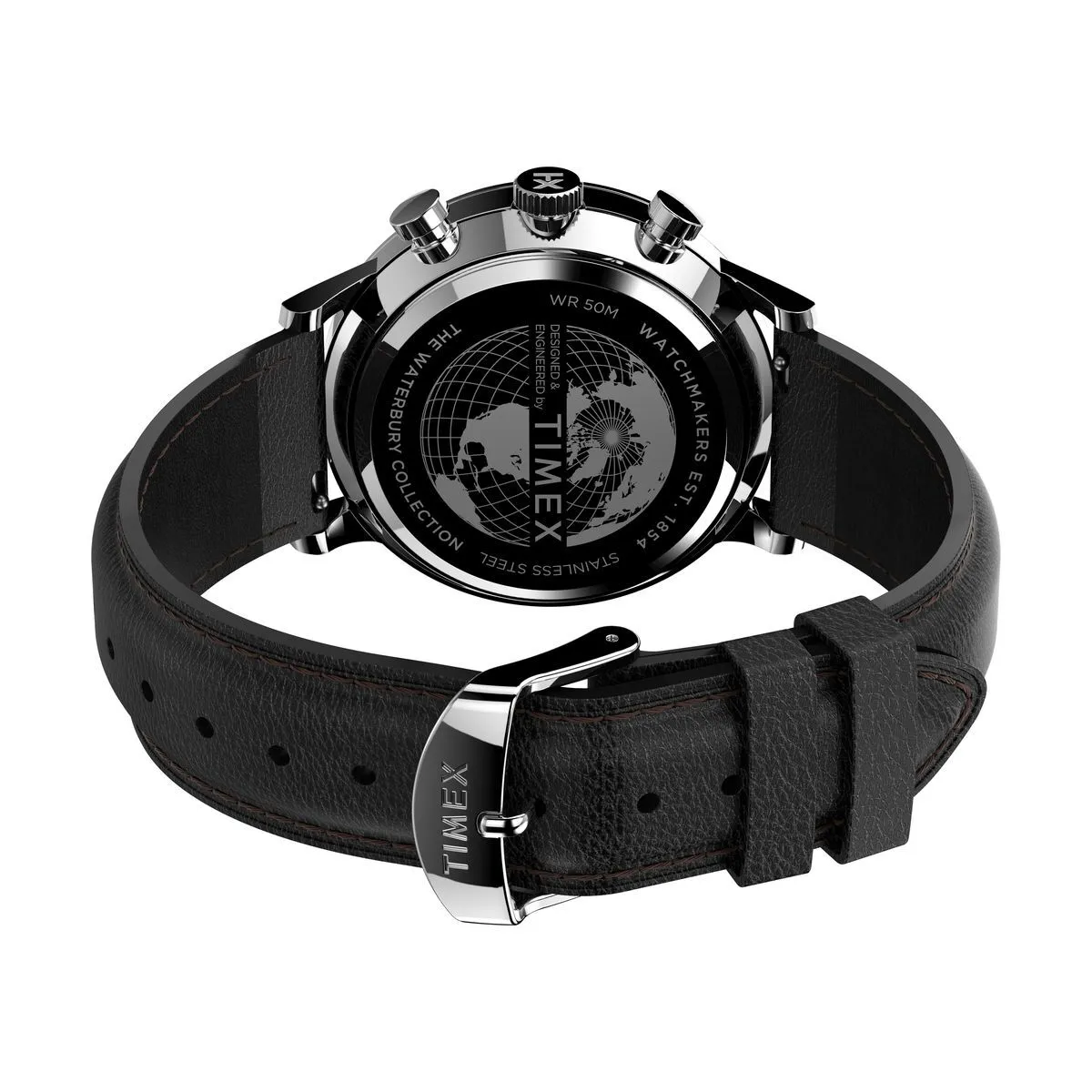 Klassische silberne Chronograph Lederuhr