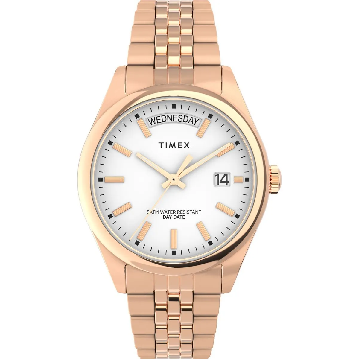 Elegante Roségoldene Tag-Datum-Uhr