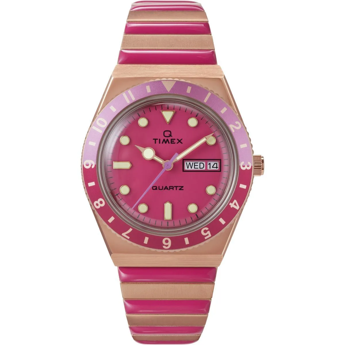Retro Pink Quarz Analoguhr