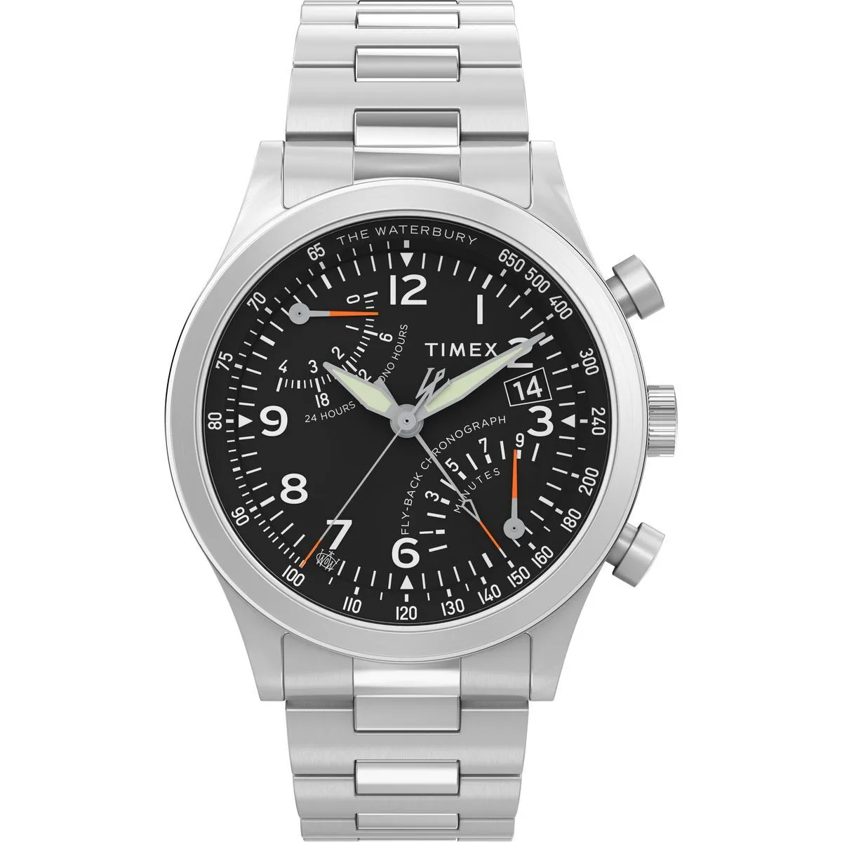 Silberne Chronographenuhr aus Edelstahl