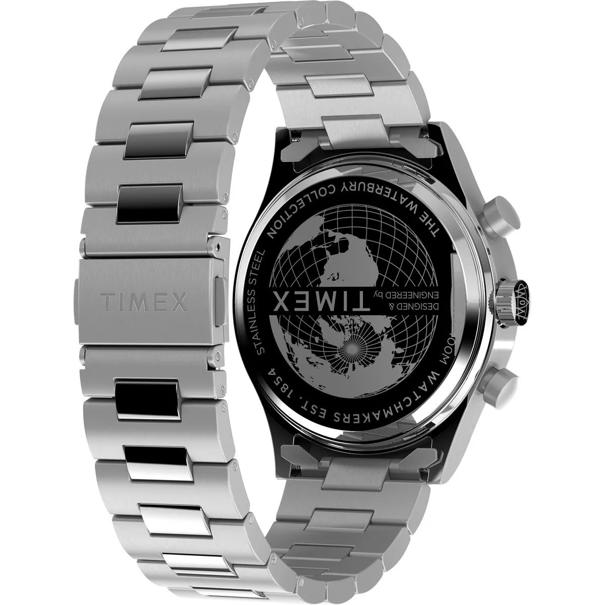 Silberne Chronographenuhr aus Edelstahl