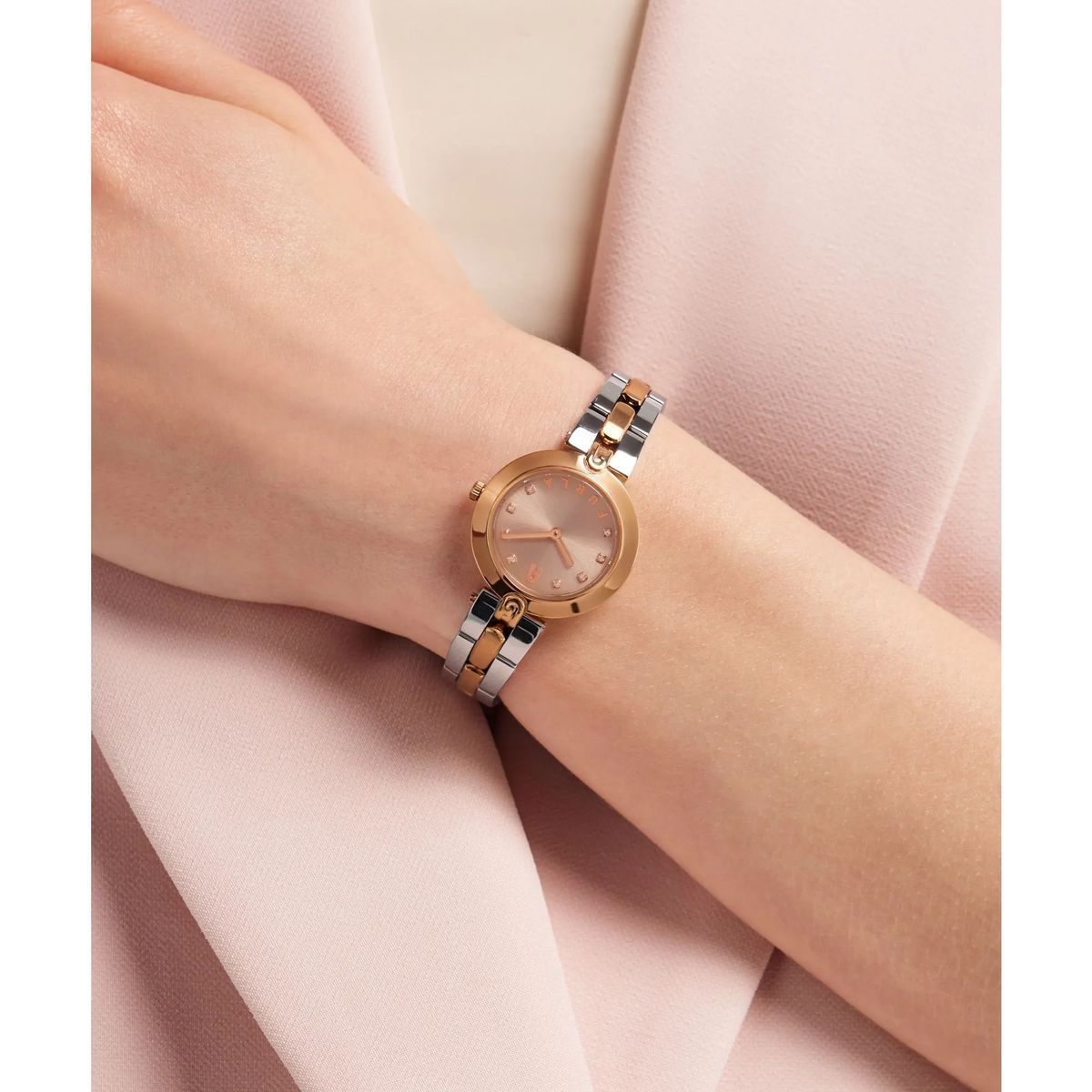 Zweifarbige Roségold-Edelstahl-Uhr