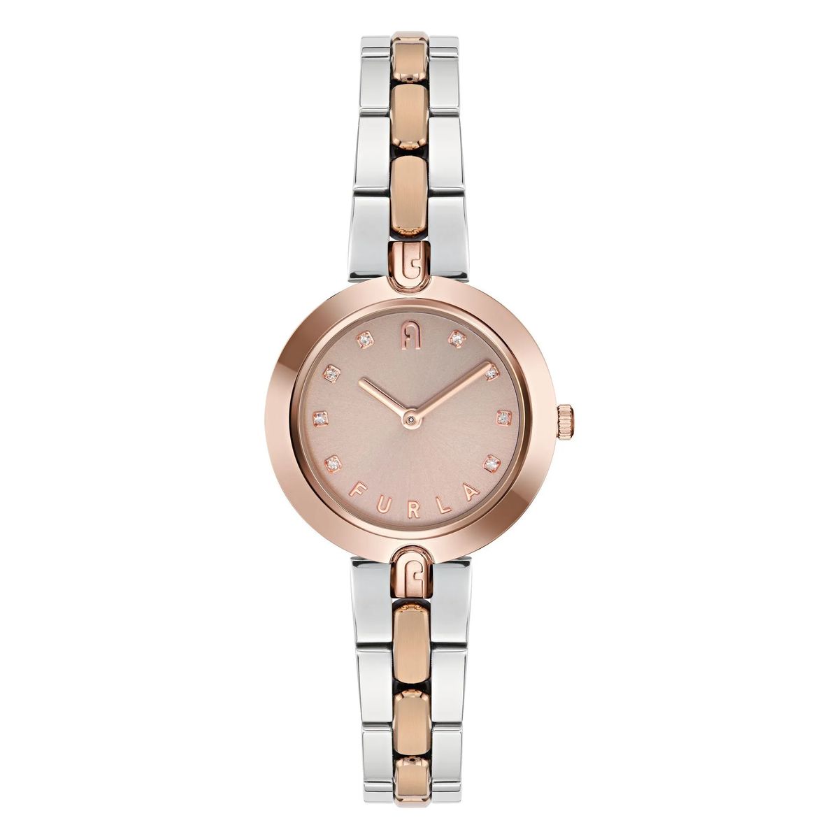 Zweifarbige Roségold-Edelstahl-Uhr