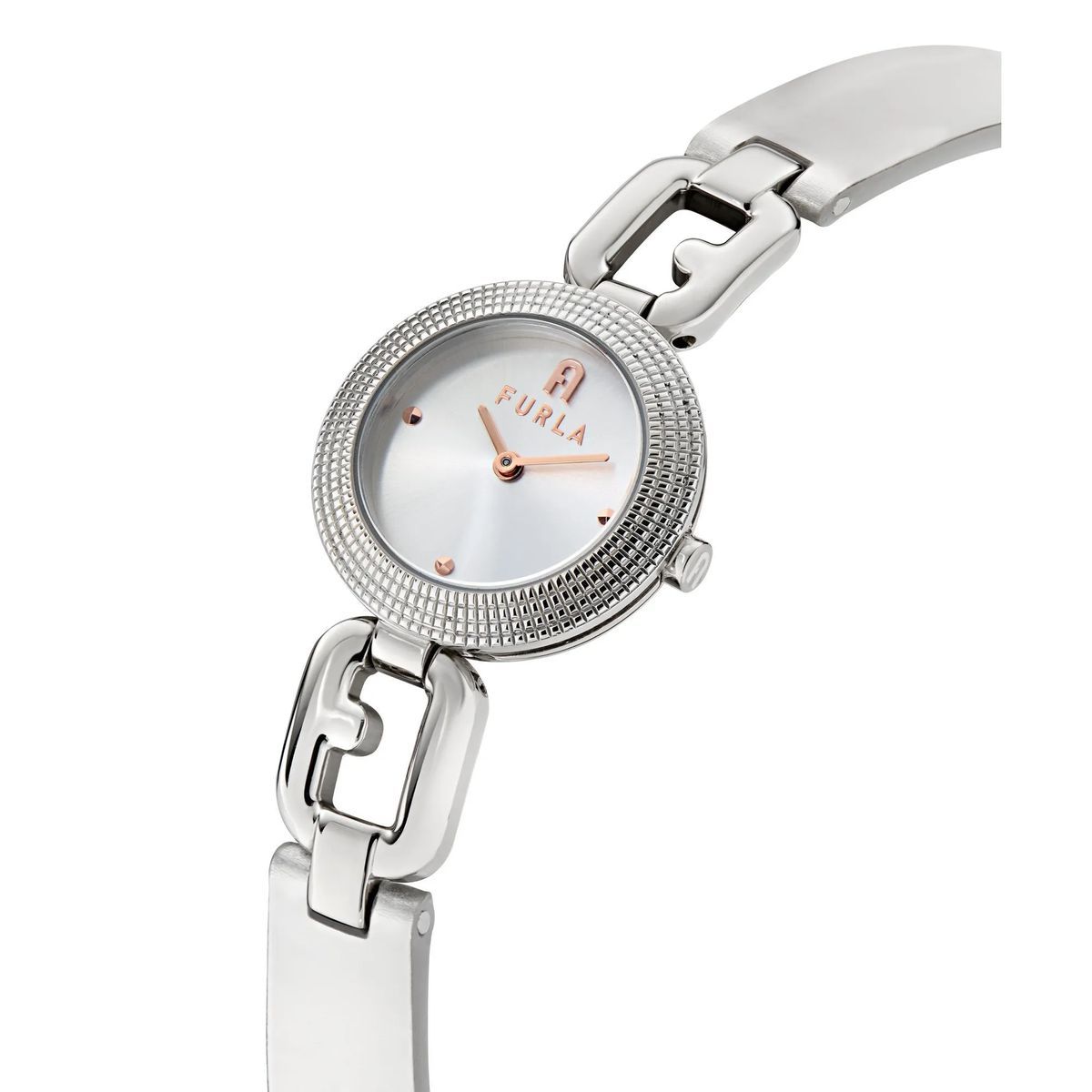 Silberne Kettenarmbanduhr mit Logo