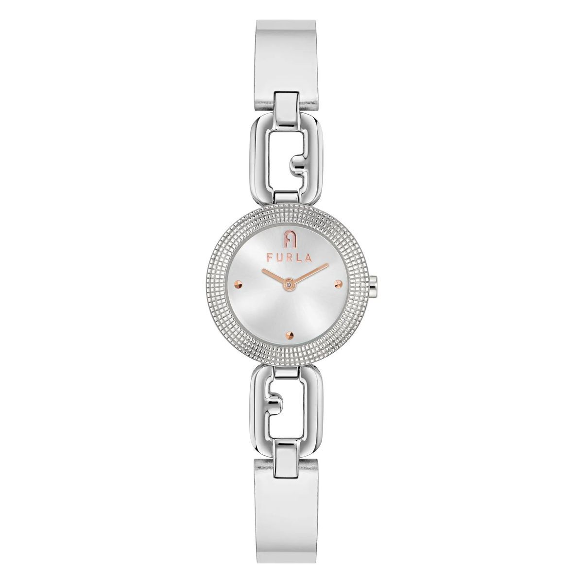 Silberne Kettenarmbanduhr mit Logo
