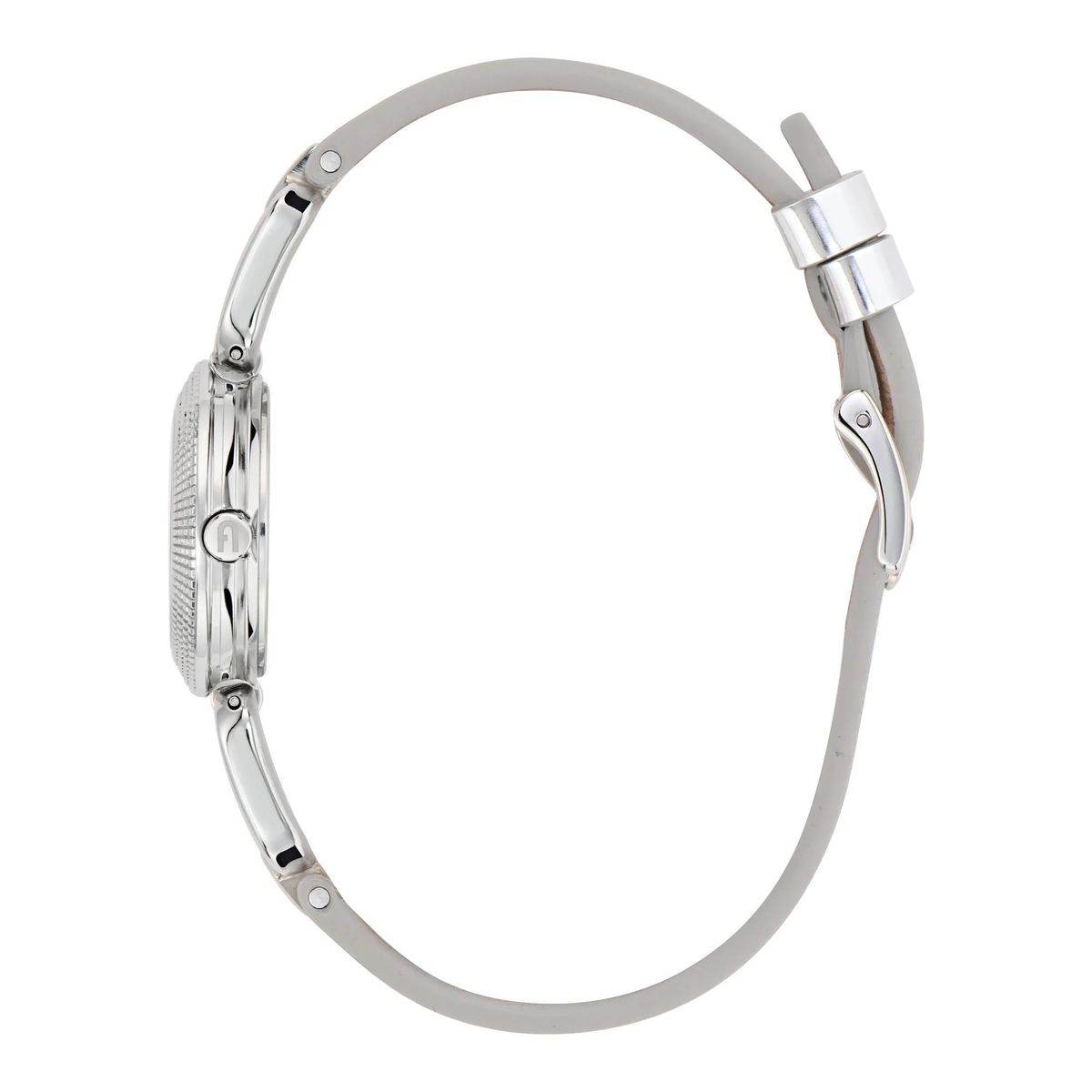 Silberne Kettenarmbanduhr mit Logo