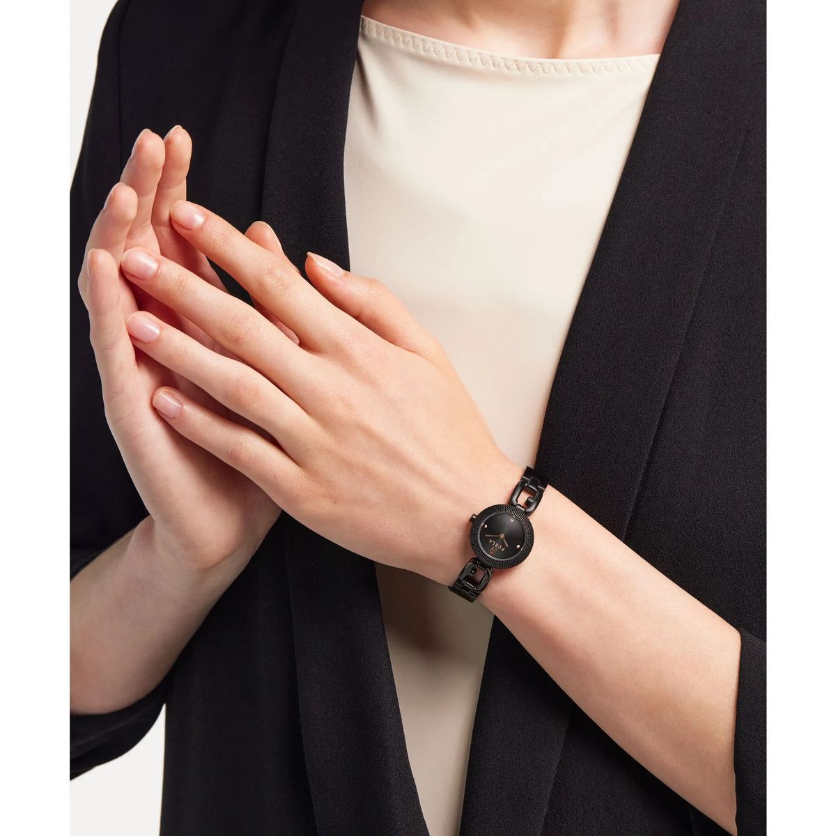 Elegante schwarze Edelstahluhr