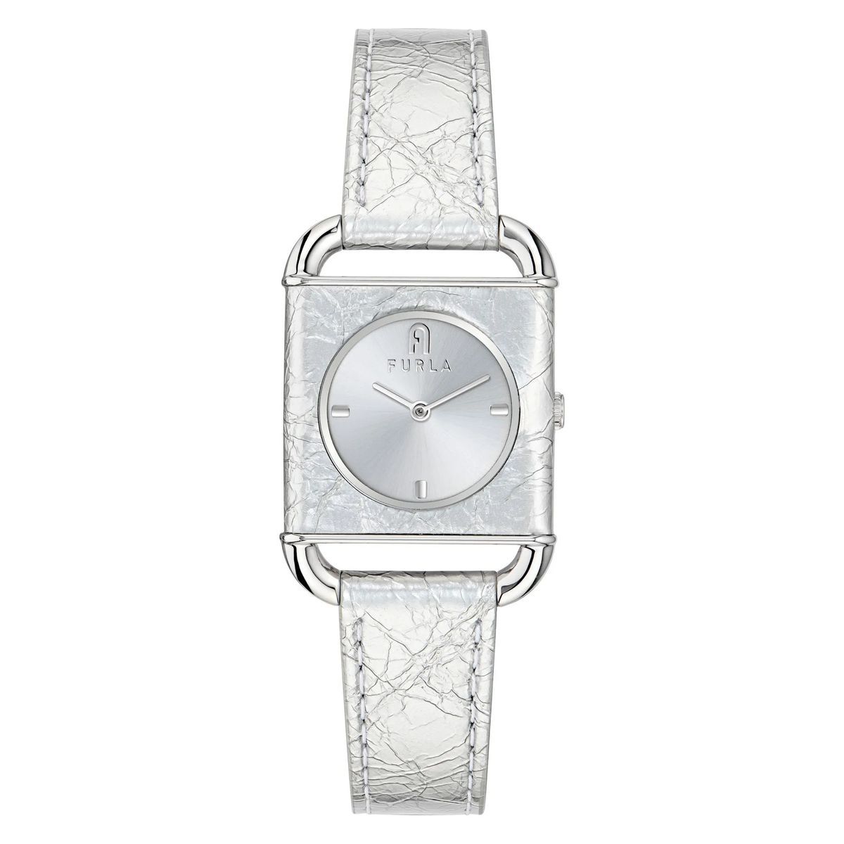 Silberfarbene Uhr mit Lederarmband