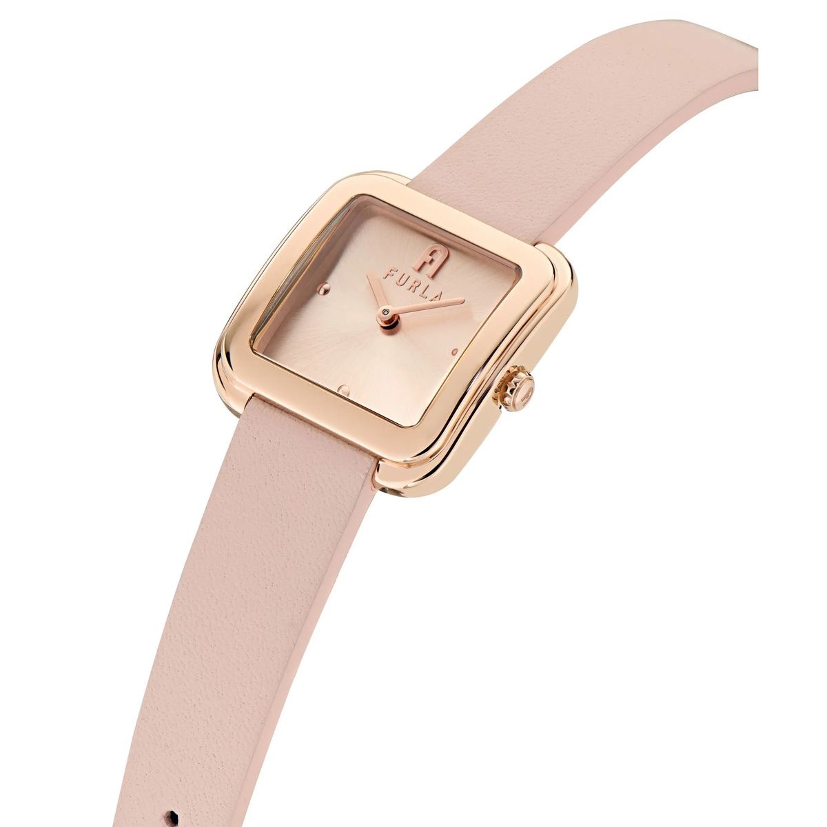 Blushfarbene Lederuhr mit roségoldenem Gehäuse