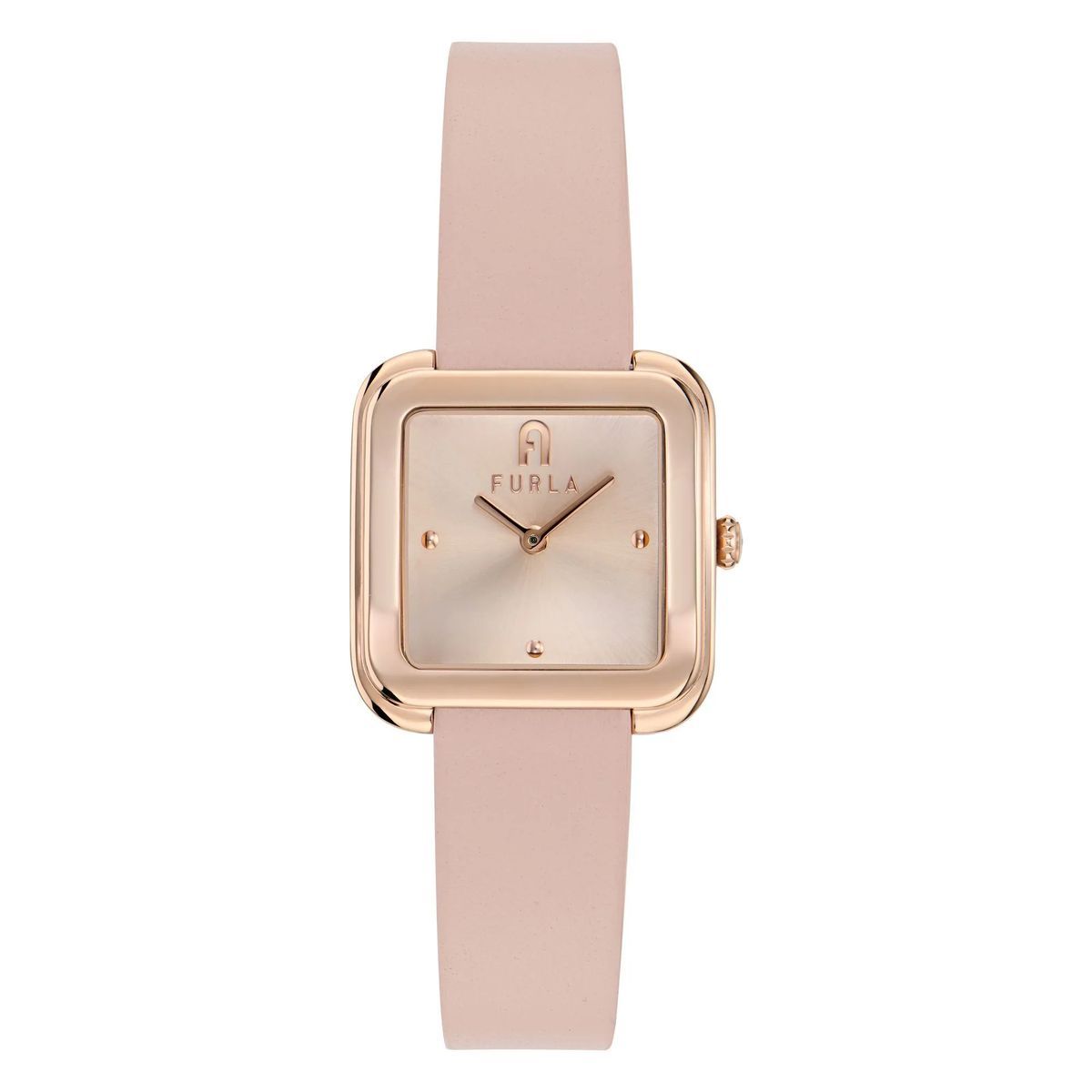 Blushfarbene Lederuhr mit roségoldenem Gehäuse